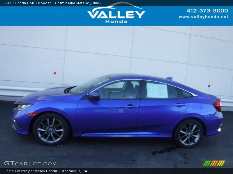 Cosmic Blue Metallic / Black 2020 Honda Civic EX Sedan