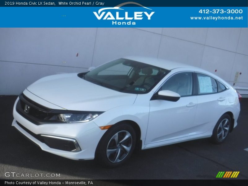 White Orchid Pearl / Gray 2019 Honda Civic LX Sedan