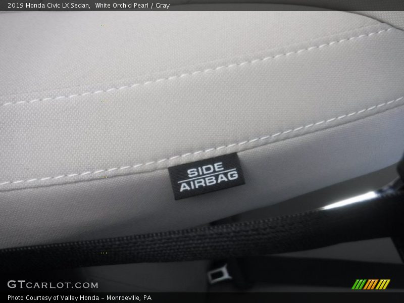 White Orchid Pearl / Gray 2019 Honda Civic LX Sedan