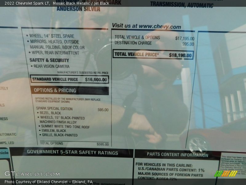 Mosaic Black Metallic / Jet Black 2022 Chevrolet Spark LT