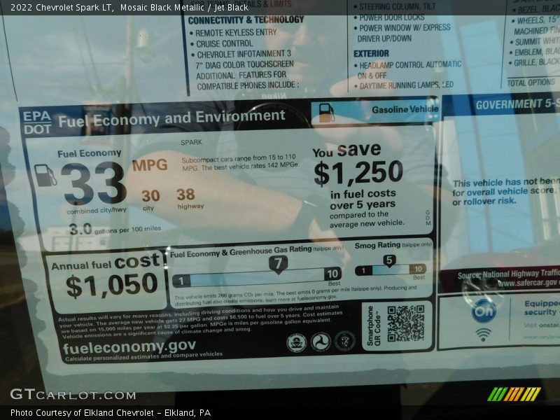 Mosaic Black Metallic / Jet Black 2022 Chevrolet Spark LT