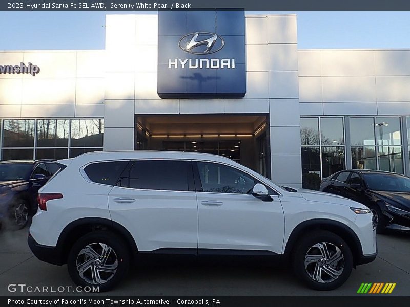Serenity White Pearl / Black 2023 Hyundai Santa Fe SEL AWD