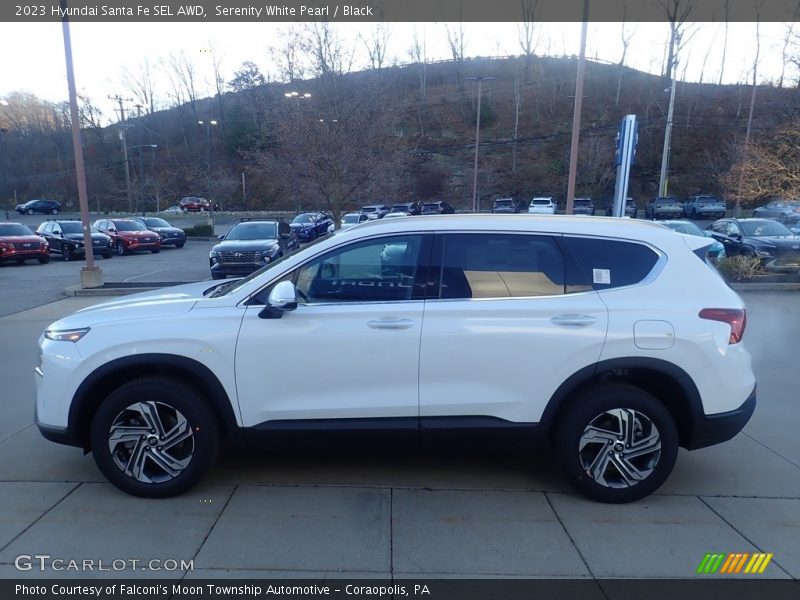 Serenity White Pearl / Black 2023 Hyundai Santa Fe SEL AWD