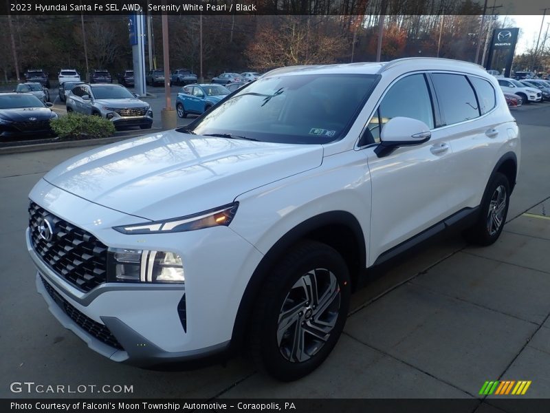 Serenity White Pearl / Black 2023 Hyundai Santa Fe SEL AWD