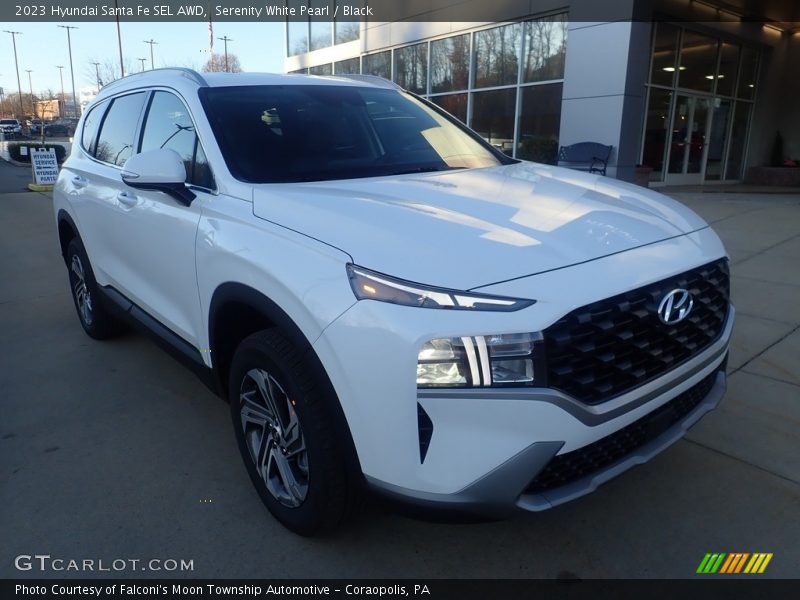 Serenity White Pearl / Black 2023 Hyundai Santa Fe SEL AWD
