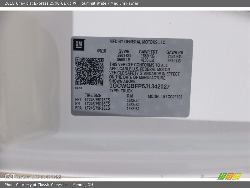 Summit White / Medium Pewter 2018 Chevrolet Express 2500 Cargo WT