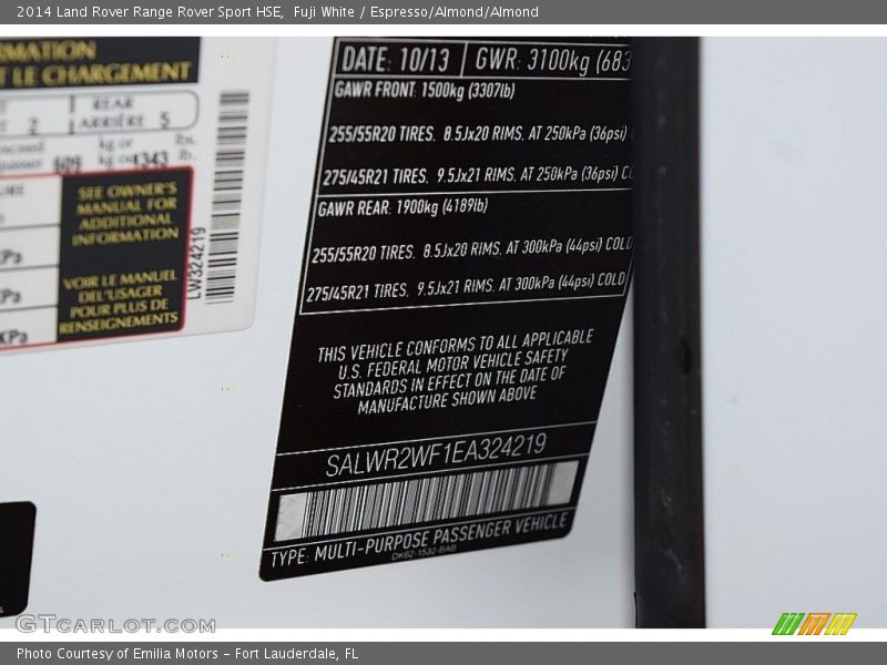 Fuji White / Espresso/Almond/Almond 2014 Land Rover Range Rover Sport HSE