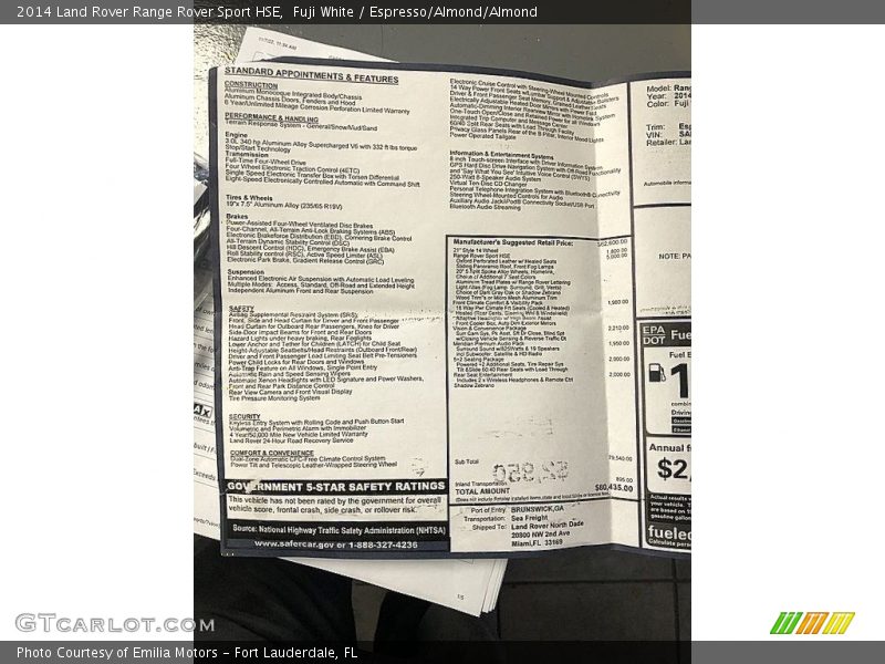 Fuji White / Espresso/Almond/Almond 2014 Land Rover Range Rover Sport HSE