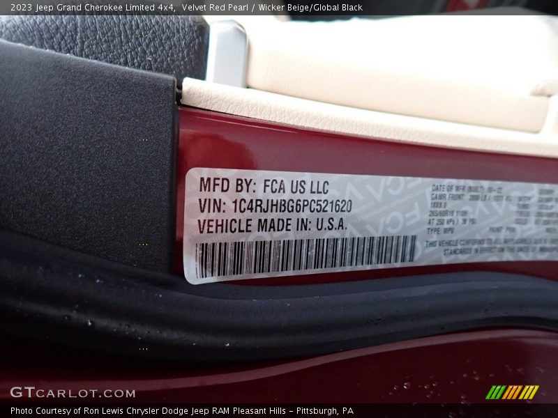 Velvet Red Pearl / Wicker Beige/Global Black 2023 Jeep Grand Cherokee Limited 4x4