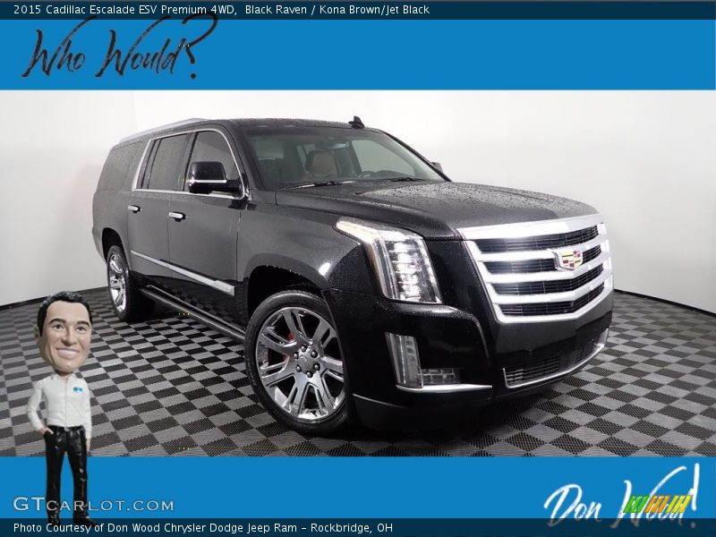 Black Raven / Kona Brown/Jet Black 2015 Cadillac Escalade ESV Premium 4WD