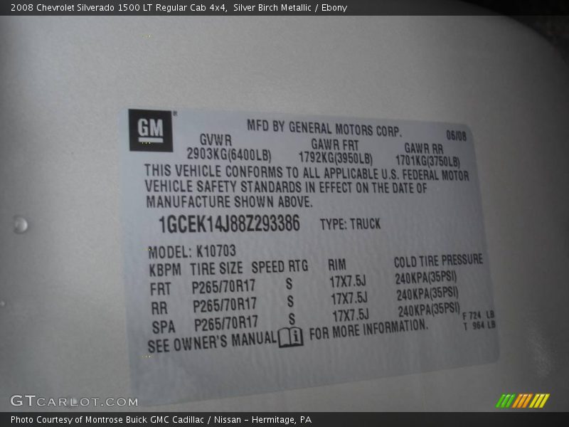 Silver Birch Metallic / Ebony 2008 Chevrolet Silverado 1500 LT Regular Cab 4x4