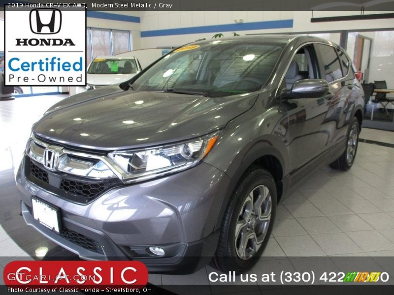 Modern Steel Metallic / Gray 2019 Honda CR-V EX AWD
