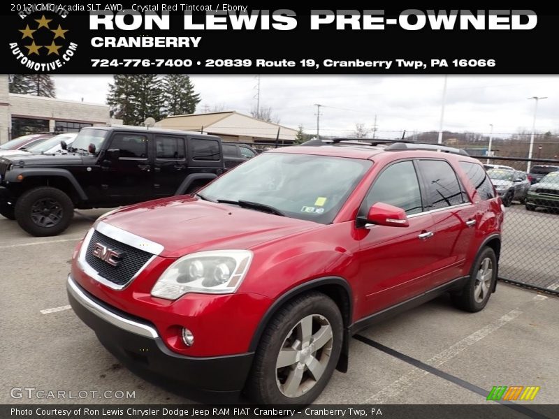 Crystal Red Tintcoat / Ebony 2012 GMC Acadia SLT AWD