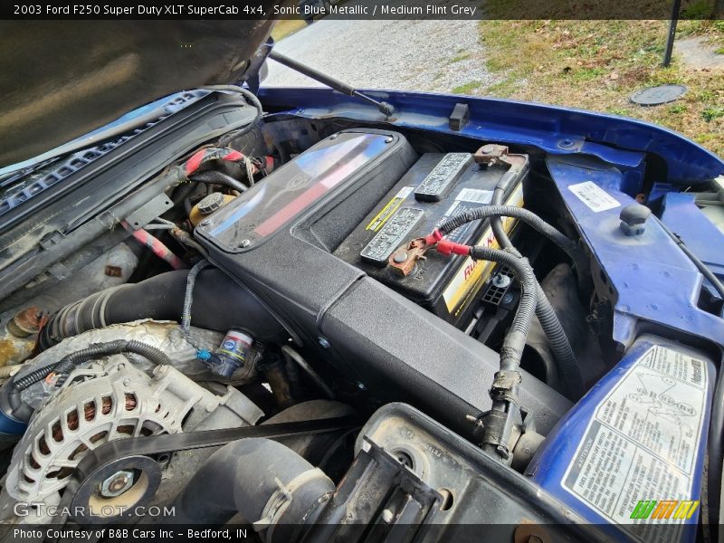 Sonic Blue Metallic / Medium Flint Grey 2003 Ford F250 Super Duty XLT SuperCab 4x4