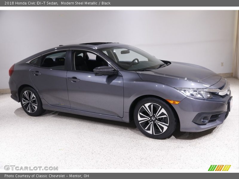 Modern Steel Metallic / Black 2018 Honda Civic EX-T Sedan