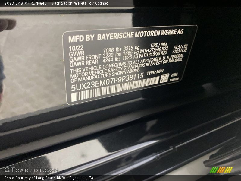 2023 X7 xDrive40i Black Sapphire Metallic Color Code 475