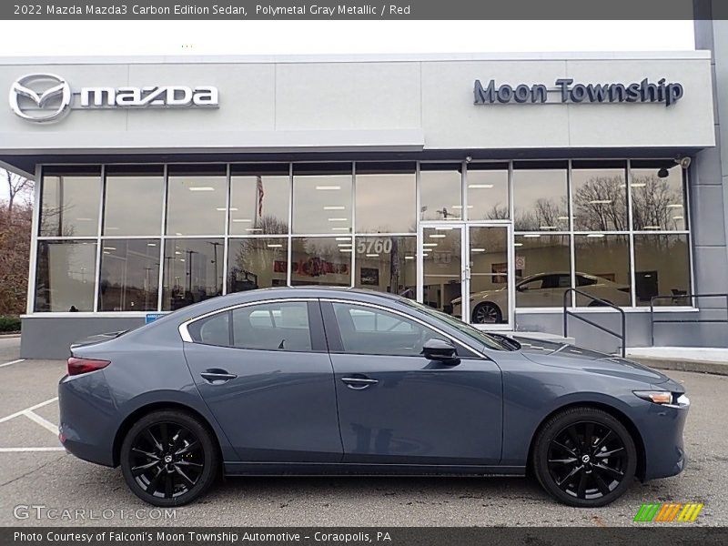 Polymetal Gray Metallic / Red 2022 Mazda Mazda3 Carbon Edition Sedan