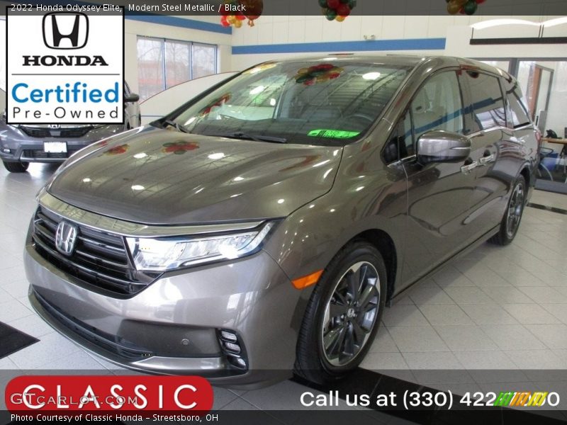 Modern Steel Metallic / Black 2022 Honda Odyssey Elite