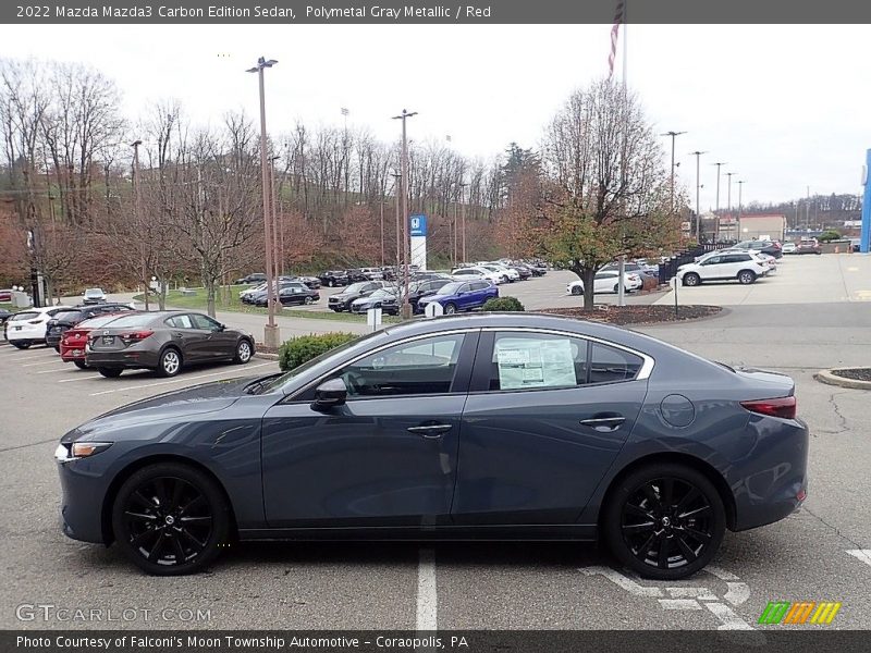 Polymetal Gray Metallic / Red 2022 Mazda Mazda3 Carbon Edition Sedan