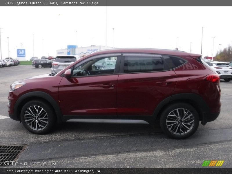 Gemstone Red / Beige 2019 Hyundai Tucson SEL AWD