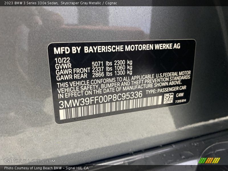 Skyscraper Gray Metallic / Cognac 2023 BMW 3 Series 330e Sedan