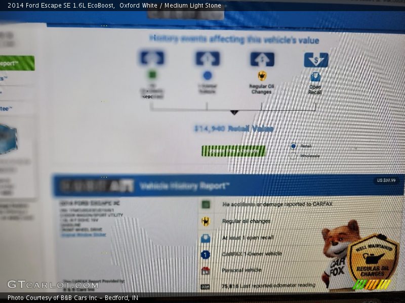 Oxford White / Medium Light Stone 2014 Ford Escape SE 1.6L EcoBoost
