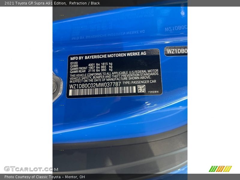 Refraction / Black 2021 Toyota GR Supra A91 Edition