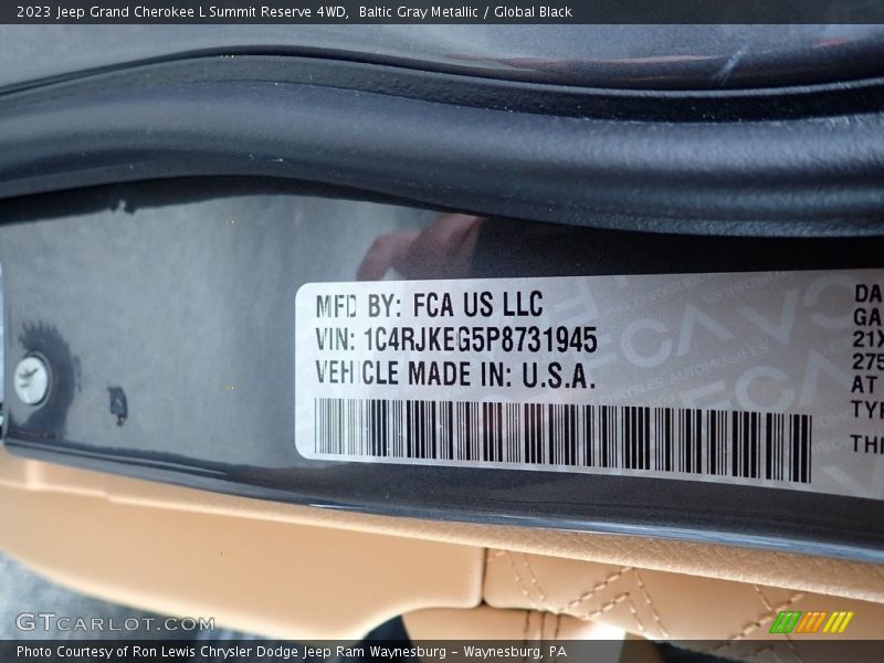 Baltic Gray Metallic / Global Black 2023 Jeep Grand Cherokee L Summit Reserve 4WD