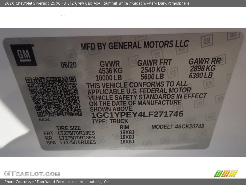 Summit White / Gideon/­Very Dark Atmosphere 2020 Chevrolet Silverado 2500HD LTZ Crew Cab 4x4