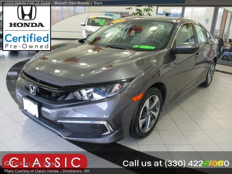 Modern Steel Metallic / Black 2020 Honda Civic LX Sedan