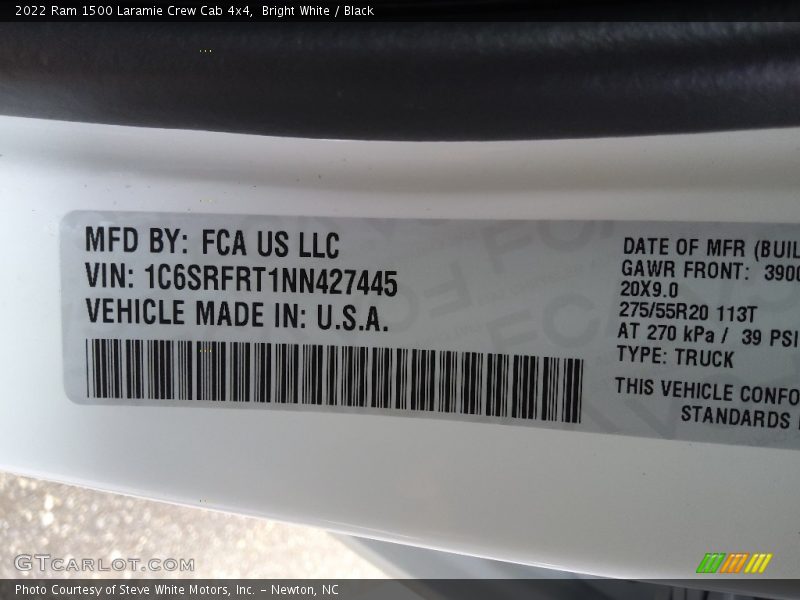 Bright White / Black 2022 Ram 1500 Laramie Crew Cab 4x4