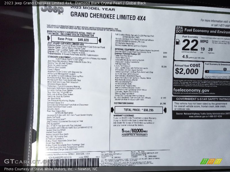  2023 Grand Cherokee Limited 4x4 Window Sticker