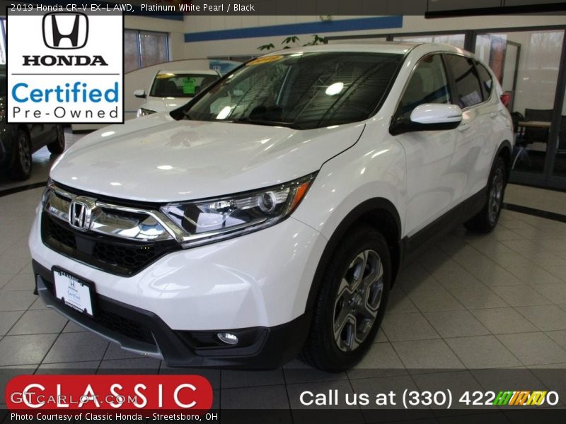 Platinum White Pearl / Black 2019 Honda CR-V EX-L AWD