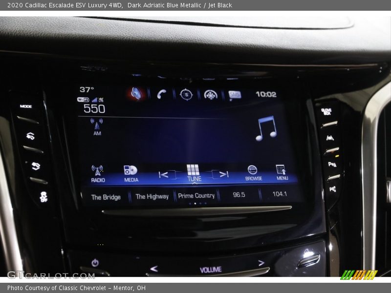 Dark Adriatic Blue Metallic / Jet Black 2020 Cadillac Escalade ESV Luxury 4WD