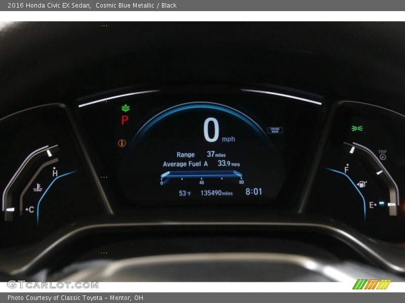 Cosmic Blue Metallic / Black 2016 Honda Civic EX Sedan