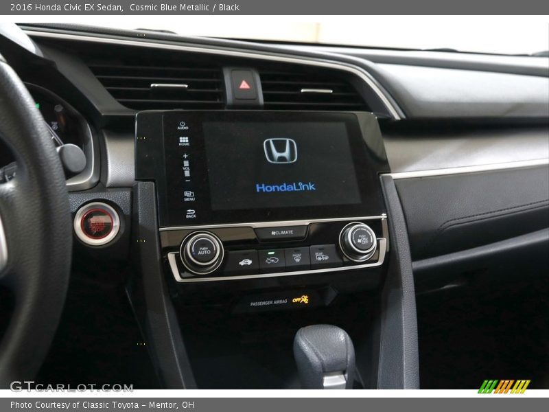 Cosmic Blue Metallic / Black 2016 Honda Civic EX Sedan