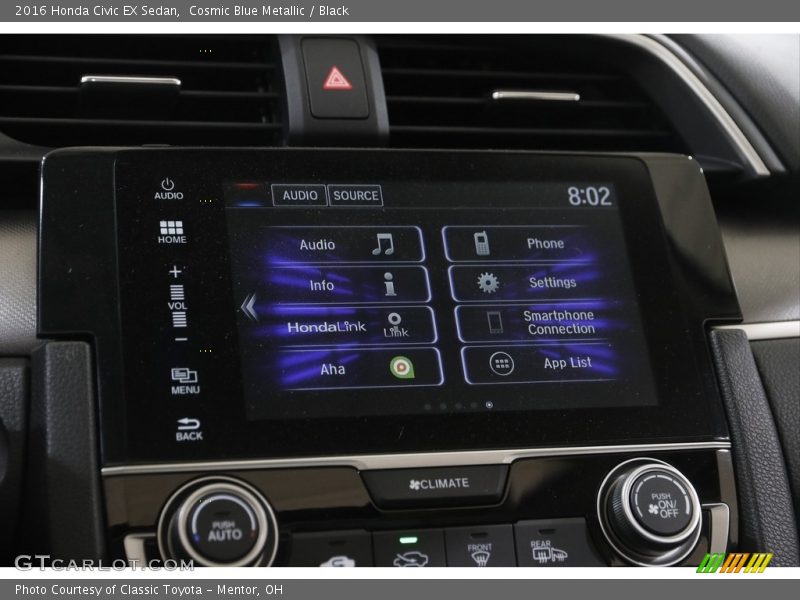 Cosmic Blue Metallic / Black 2016 Honda Civic EX Sedan
