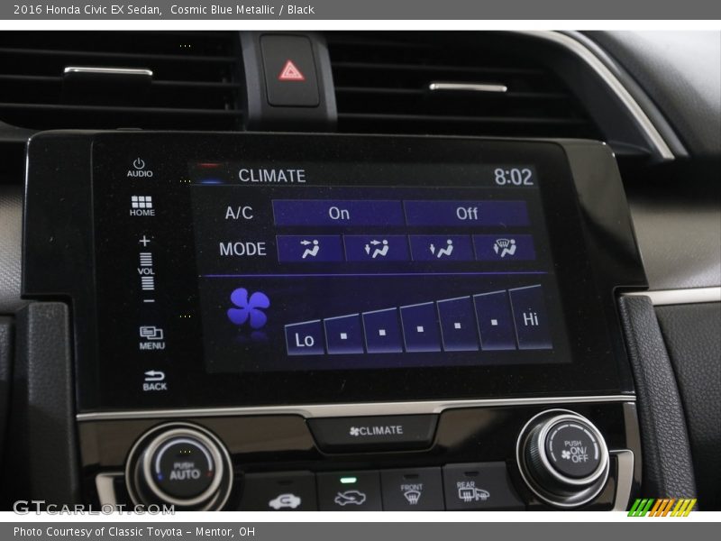 Cosmic Blue Metallic / Black 2016 Honda Civic EX Sedan