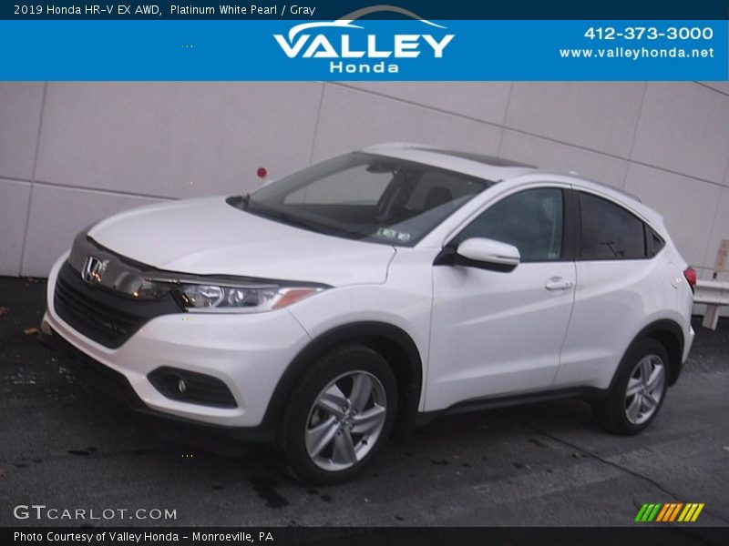 Platinum White Pearl / Gray 2019 Honda HR-V EX AWD