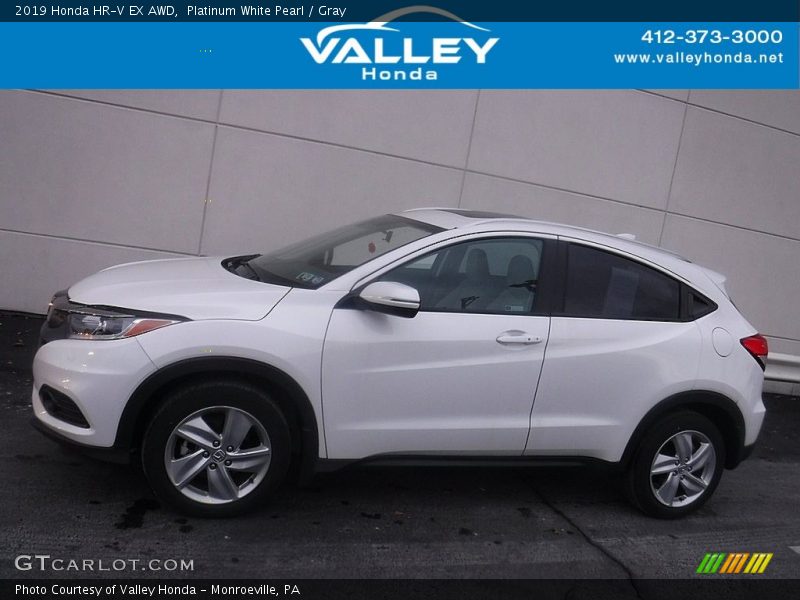 Platinum White Pearl / Gray 2019 Honda HR-V EX AWD