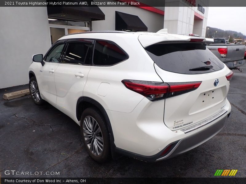 Blizzard White Pearl / Black 2021 Toyota Highlander Hybrid Platinum AWD