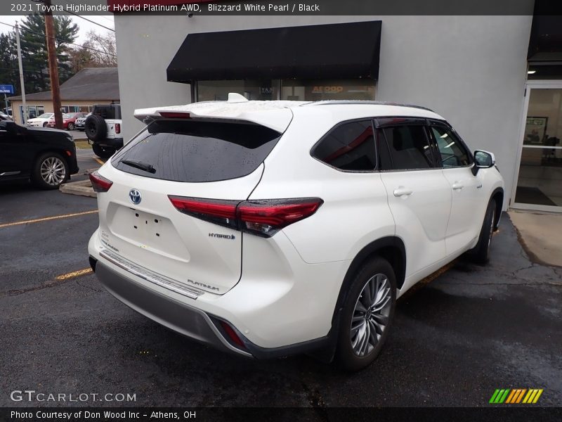 Blizzard White Pearl / Black 2021 Toyota Highlander Hybrid Platinum AWD