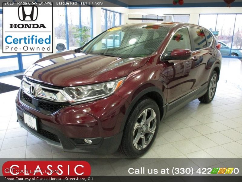 Basque Red Pearl II / Ivory 2019 Honda CR-V EX AWD