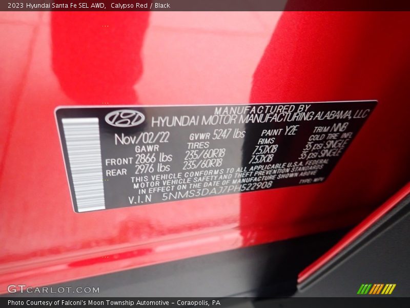 Calypso Red / Black 2023 Hyundai Santa Fe SEL AWD