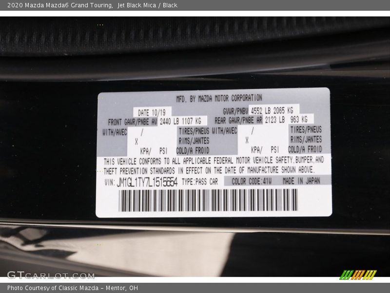 Jet Black Mica / Black 2020 Mazda Mazda6 Grand Touring