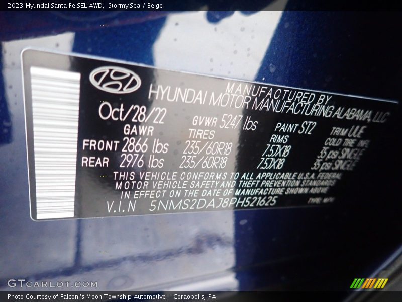 2023 Santa Fe SEL AWD Stormy Sea Color Code UUE
