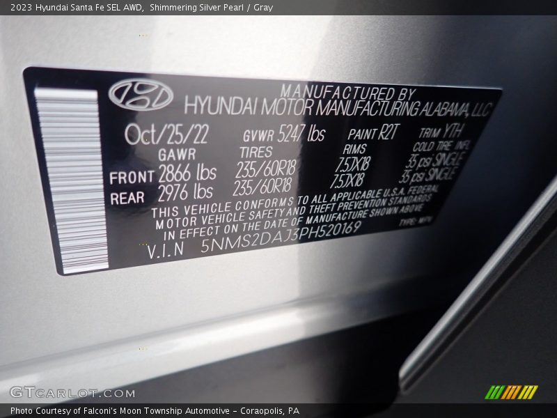 Shimmering Silver Pearl / Gray 2023 Hyundai Santa Fe SEL AWD