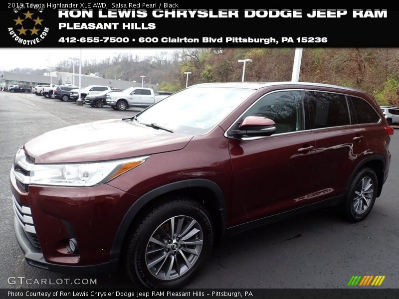 Salsa Red Pearl / Black 2019 Toyota Highlander XLE AWD