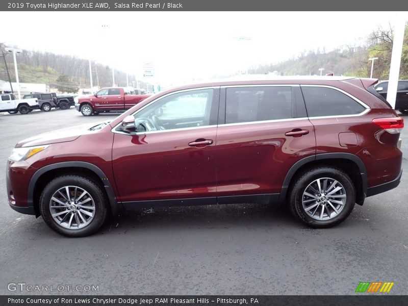 Salsa Red Pearl / Black 2019 Toyota Highlander XLE AWD