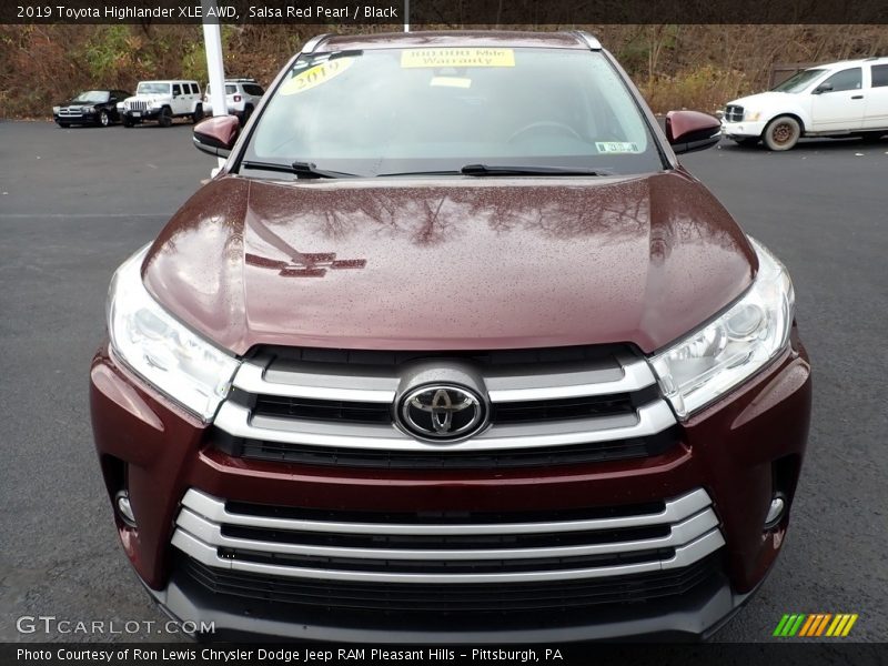 Salsa Red Pearl / Black 2019 Toyota Highlander XLE AWD